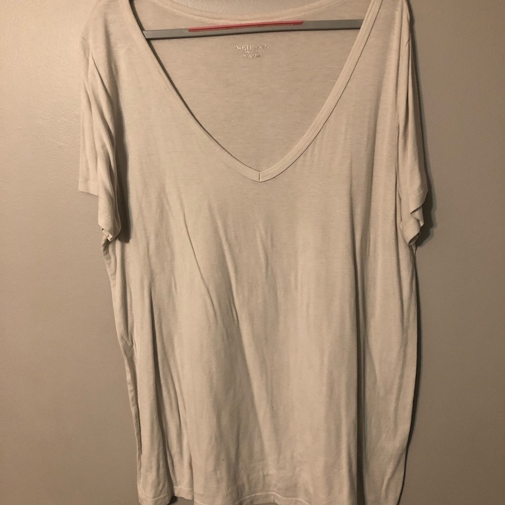 All white V-neck